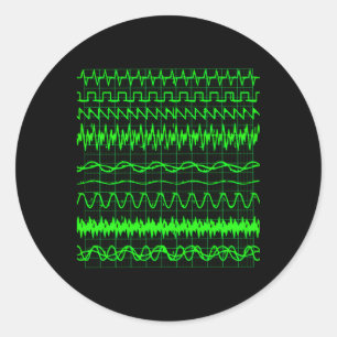 Oscilloscope Digital Waves On Screen Display Classic Round Sticker
