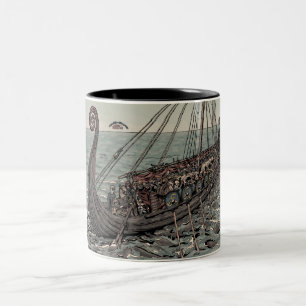 Oseberg ship Two-Tone coffee mug