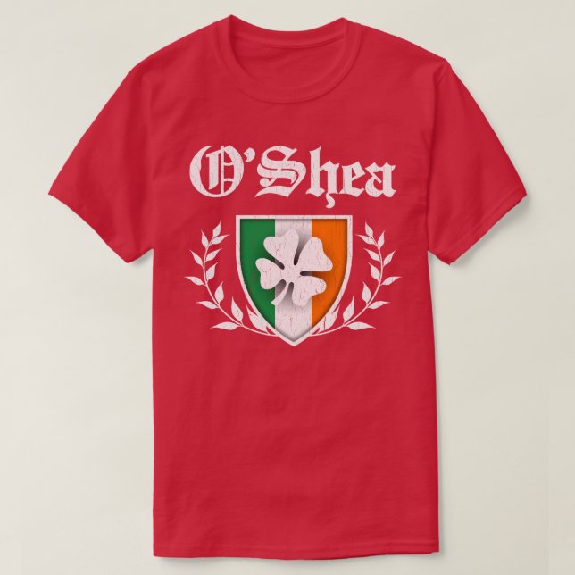 OShea Family Shamrock Crest vintage distressed T-Shirt (Design Front)