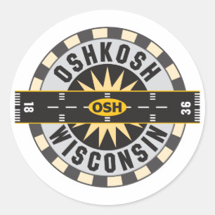Oshkosh, WI OSH  Airport Classic Round Sticker
