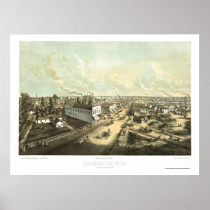 Oshkosh, WI Panoramic Map - 1850 Poster