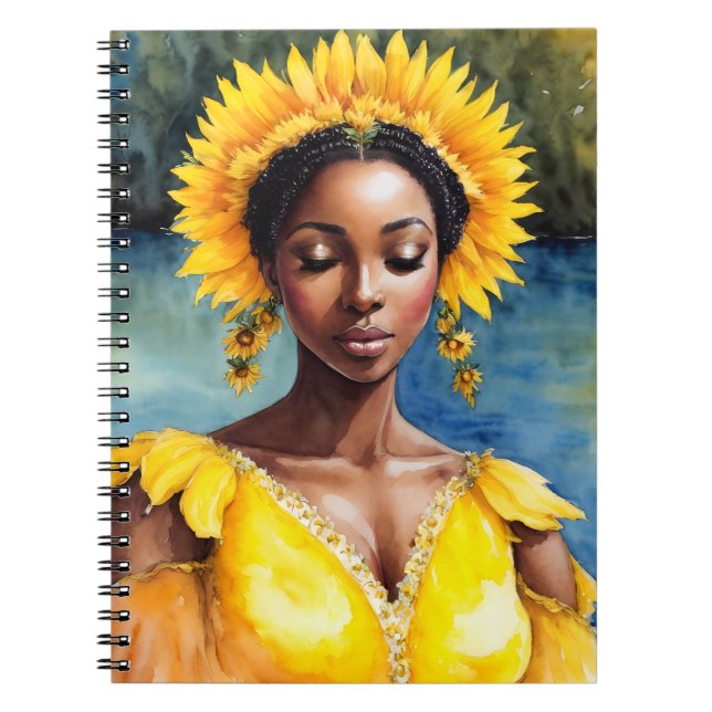 Oshun African Orisha Watercolor Art Notebook (Front)