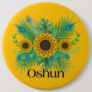 Oshun Goddess Sunflowers Button