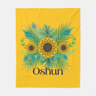 Oshun Goddess Sunflowers Fleece Blanket