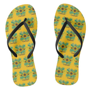 Oshun Goddess Sunflowers Flip Flops