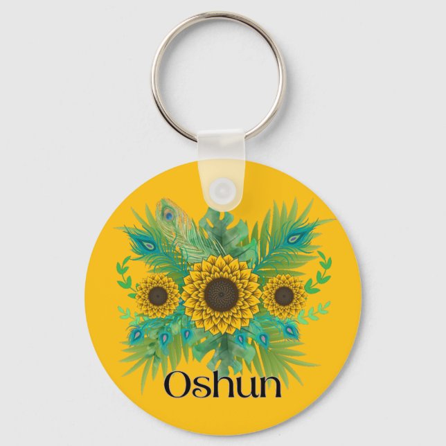 Oshun Goddess Sunflowers Key Ring (Front)