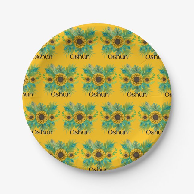 Oshun Goddess Sunflowers Paper Plate (Front)