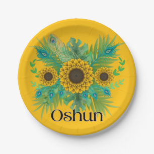 Oshun Goddess Sunflowers Paper Plate