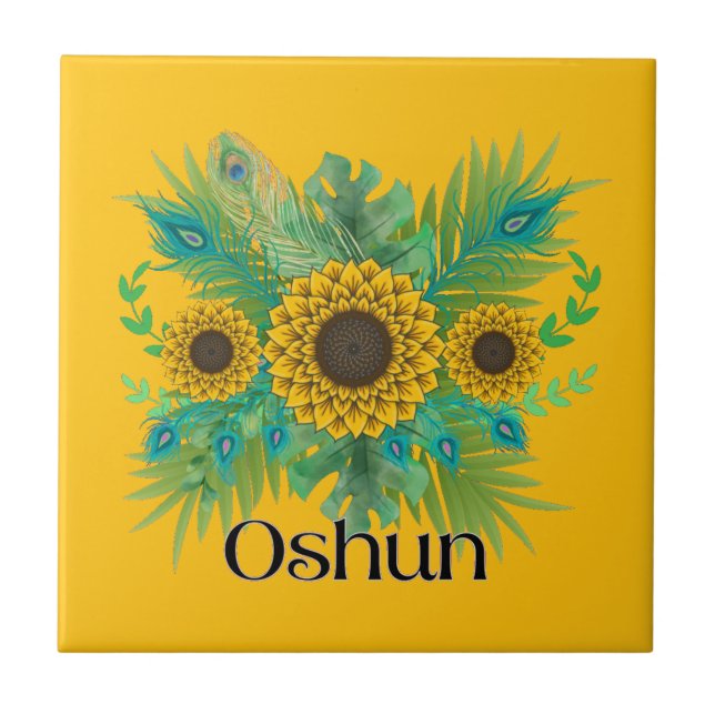 Oshun Goddess Sunflowers Tile (Front)