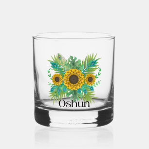 Oshun Goddess Sunflowers Whiskey Glass