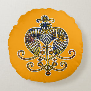 Oshun Goddess Veve Sigil Round Cushion