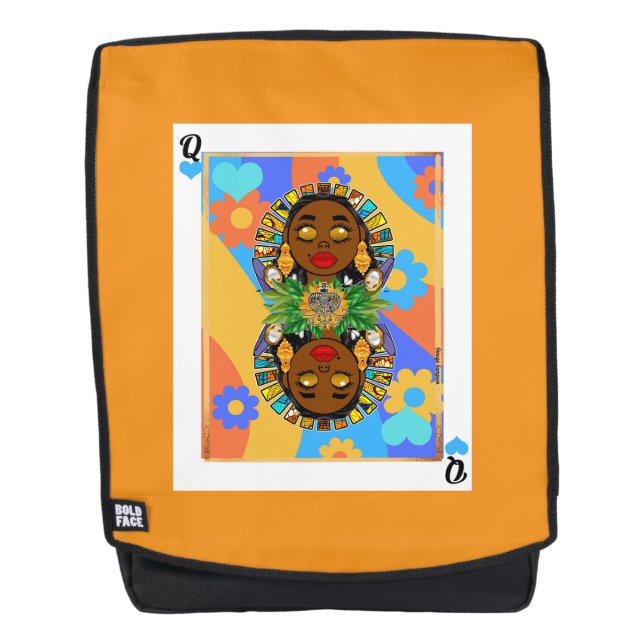 Oshun Retro Veve Floral Playing Card Backpack (Front)