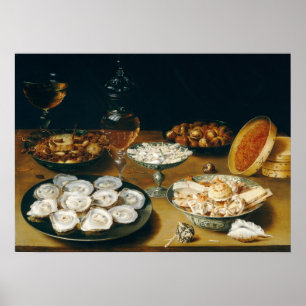 Osias Beert the Elder Dishes with Oysters, Fruit Poster