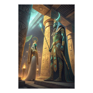 Osiris &Hatshepsut in the AI Temple Ancient Egypt Photo Print