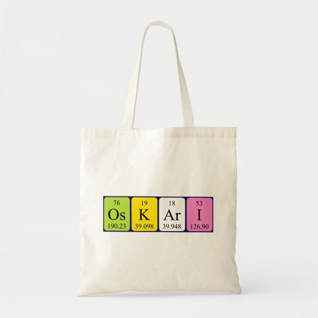 Oskari periodic table name tote bag (Front)