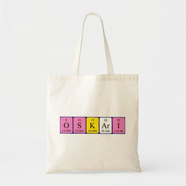 Oskari periodic table name tote bag (Front)