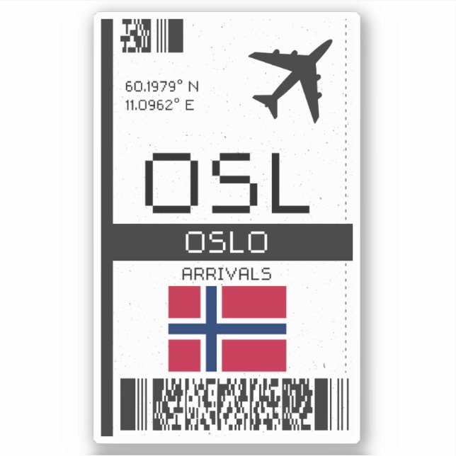 OSL Oslo, Norway Boarding Pass - Flight Ticket (Front)