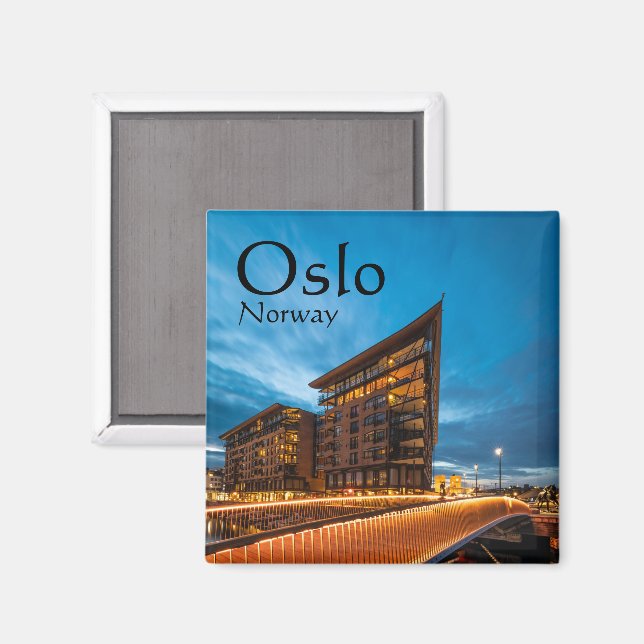 Oslo at night, Norway Magnet (Front/Back)