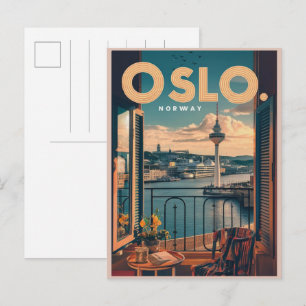 Oslo balcony view Norway vintage and gifts Postcard