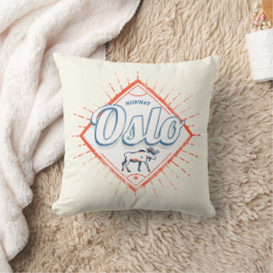 Oslo Capital Norway Retro Moose Vintage Souvenir Cushion