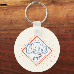Oslo Capital Norway Retro Moose Vintage Souvenir Key Ring