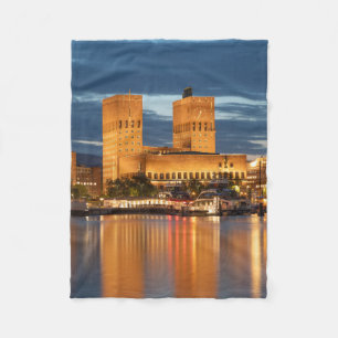 Oslo City Hall Norway Fleece Blanket