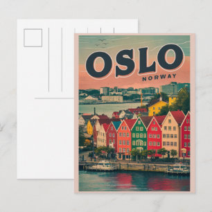 Oslo colourful houses Norway vintage and gifts Postcard