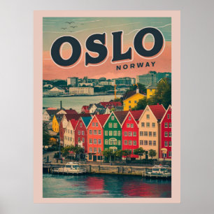 Oslo colourful houses Norway vintage and gifts Poster