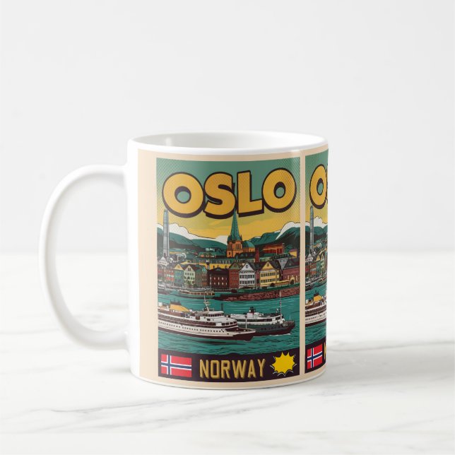 Oslo ferries Norway comic souvenirs and gifts Coffee Mug (Left)