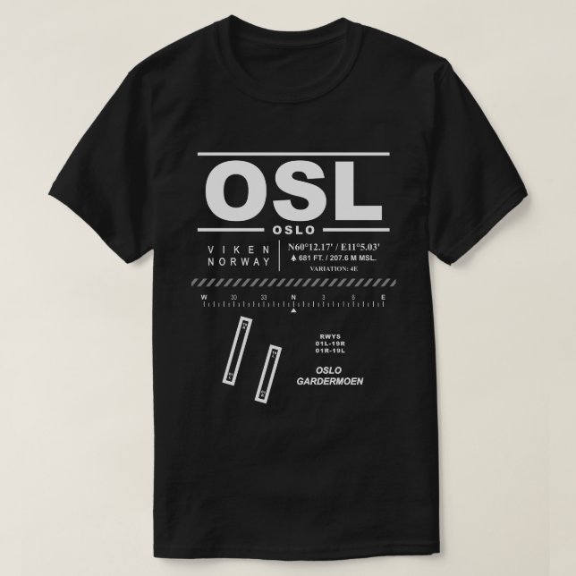 Oslo Gardermoen Airport OSL T-Shirt (Design Front)