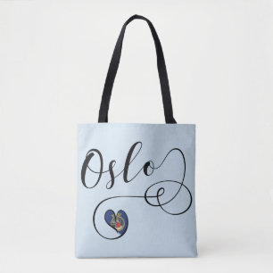 Oslo Heart Grocery Bag, Norway Tote Bag
