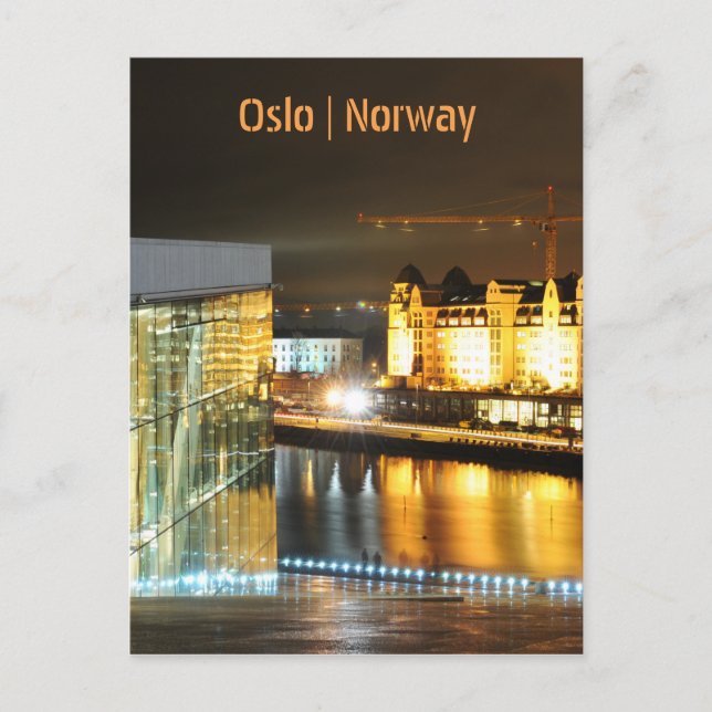 Oslo, Norway at night Postcard (Front)