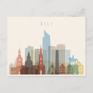 Oslo, Norway City Skyline Postcard