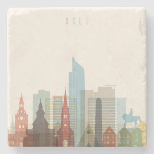 Oslo, Norway City Skyline Stone Coaster