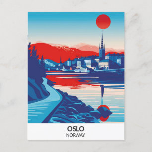 Oslo Norway Retro Artwork Travel  Postcard