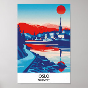 Oslo Norway Retro Artwork Travel  Poster