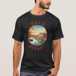 Oslo Norway Retro Distressed Circle T-Shirt<br><div class="desc">Oslo retro vector travel design. Oslo, the capital of Norway, sits on the country’s southern coast at the head of the Oslofjord.</div>