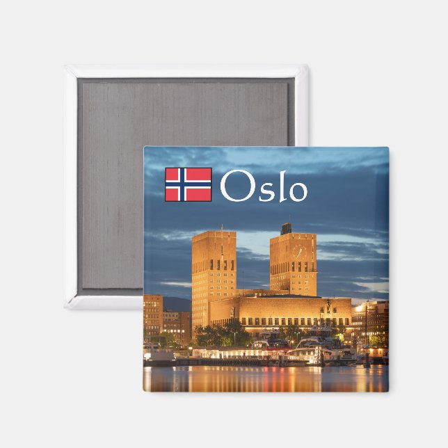 Oslo Norway Souvenir Magnet (Front/Back)