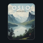 Oslo Norway Travel Art Vintage Magnet<br><div class="desc">Oslo retro vector travel design. Oslo,  the capital of Norway,  sits on the country’s southern coast at the head of the Oslofjord.</div>