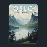 Oslo Norway Travel Art Vintage Magnet<br><div class="desc">Oslo retro vector travel design. Oslo,  the capital of Norway,  sits on the country’s southern coast at the head of the Oslofjord.</div>
