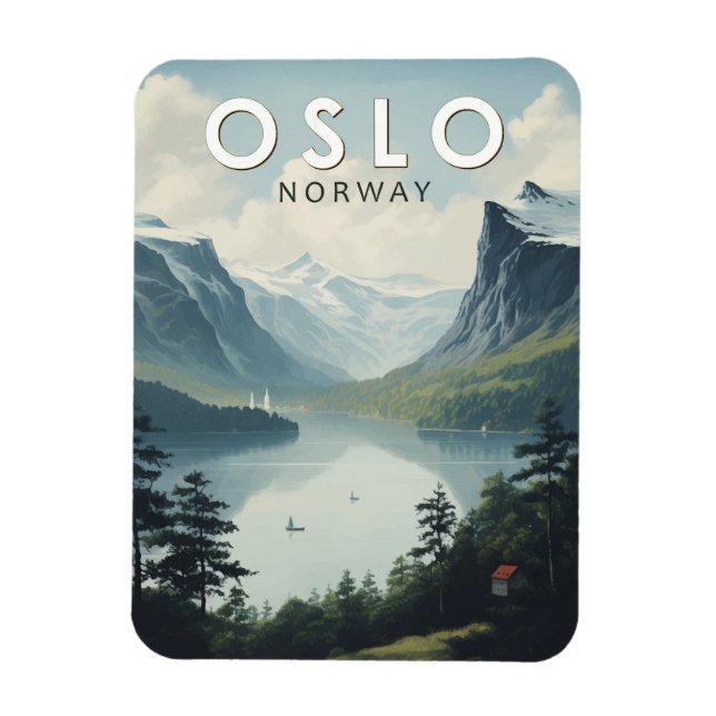 Oslo Norway Travel Art Vintage Magnet (Vertical)