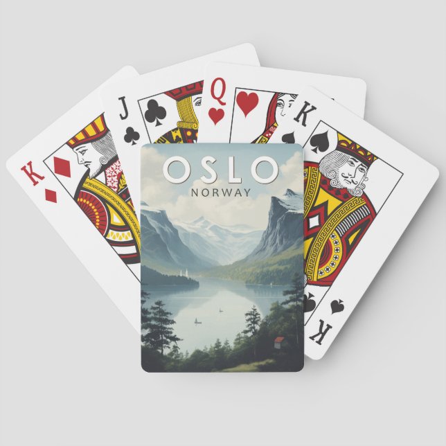 Oslo Norway Travel Art Vintage Playing Cards (Back)