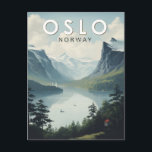 Oslo Norway Travel Art Vintage Postcard<br><div class="desc">Oslo retro vector travel design. Oslo,  the capital of Norway,  sits on the country’s southern coast at the head of the Oslofjord.</div>