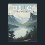 Oslo Norway Travel Art Vintage Postcard<br><div class="desc">Oslo retro vector travel design. Oslo,  the capital of Norway,  sits on the country’s southern coast at the head of the Oslofjord.</div>