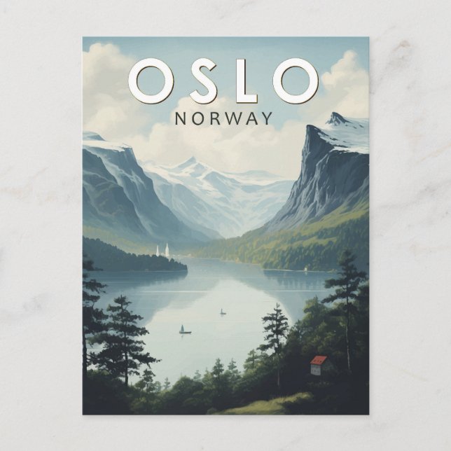 Oslo Norway Travel Art Vintage Postcard (Front)