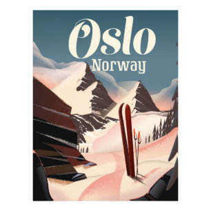 Oslo Norway travel ski poster