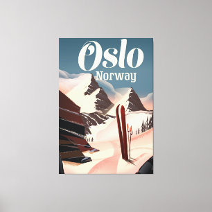 Oslo Norway travel ski poster Canvas Print