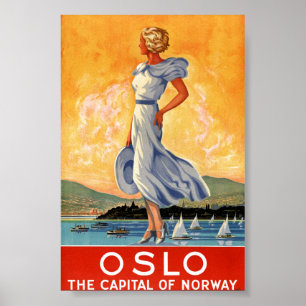 Oslo Norway Vintage Travel Poster Restored