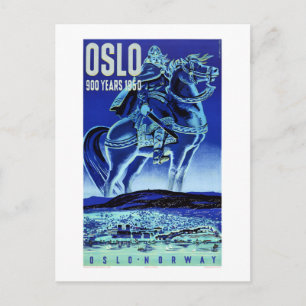 Oslo Norway Vintage Travel Poster Restored Postcard