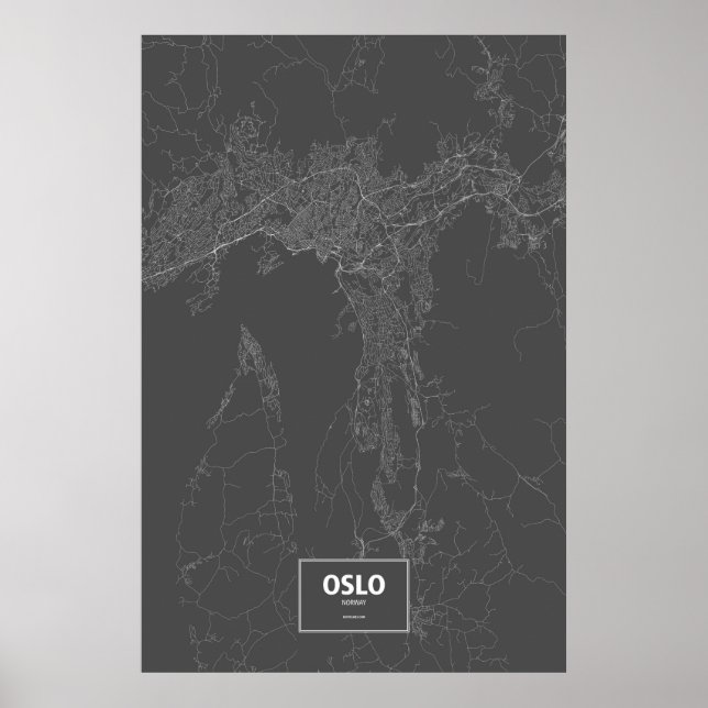 Oslo, Norway (white on black) Poster (Front)